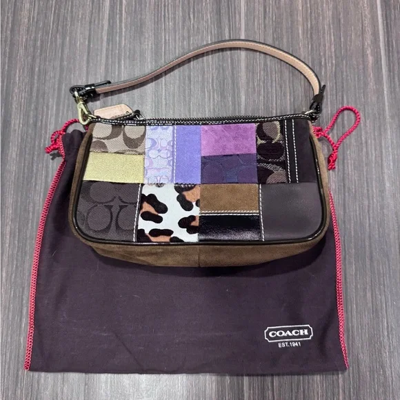 Coach Patchwork Shoulder Bag in Purple, Brown, and Black - Picture 2 of 4